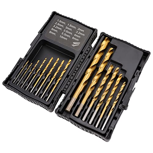 Brocas para plástico 1 Amazon Basics Juego de brocas de HSS para metal, madera y plástico, 14 piezas, 1,5 - 10 mm