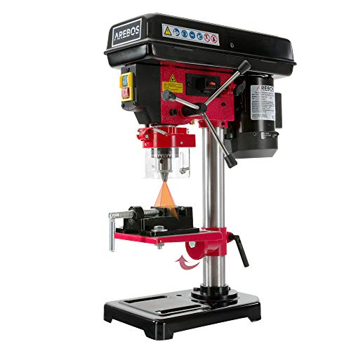 Taladro columna parkside ptb 500 a1 1 Arebos Taladro de columna con láser de posición integrado 500W | Taladro de mesa incluye portabrocas de corona dentada de 13 mm y tornillo de banco | 5 niveles | ángulo de inclinación de 0 a 45 grados