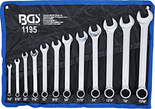 Llaves combinadas en pulgadas 1 BGS 1195 | Juego de llaves combinadas | medidas en pulgadas | 1/4" - 15/16" | 12 piezas
