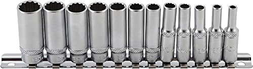 Medidas llaves de vaso 1 BGS 2757 | Juego de llaves de vaso 12 caras, largas | entrada 6,3 mm (1/4") | medidas en pulgadas | 12 piezas