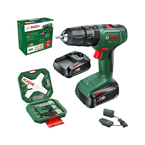 Repuestos atornillador bosch 1 Bosch Home and Garden taladro percutor a batería EasyImpact 18V-40 (2x batería de 2,0 Ah, sistema de 18 V, set de destornilladores y brocas para madera, piedra y metal de 34 piezas, en caja)