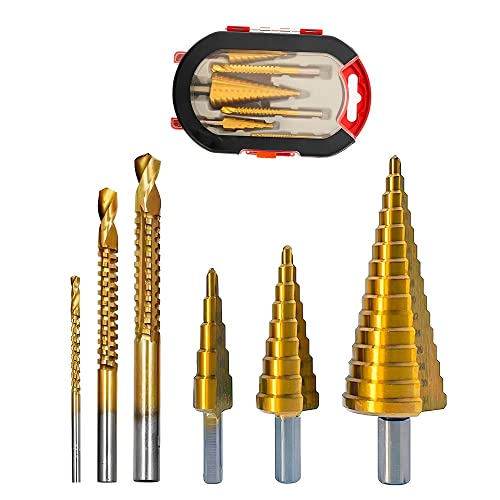 Mejores brocas para metal 1 Broca Escalonada Para Metal,Broca Conica,Brocas Escalonadas Para Metal,Juego Brocas Pared,Broca Conica Para Metal,6 Brocas Escalonadas: Juego De Brocas De Titanio 4-12 4-20 4-32mm 3 6 8mm,HSS