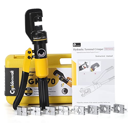Tenazas para terminales eléctricos 1 CGOLDENWALL YQK-70 Crimpadora Hidráulica 10T con 9 Matrices de Acero Hexagonal 4-70m㎡ con Trazo de 12mm para Terminales Cables de Cobre Aluminio