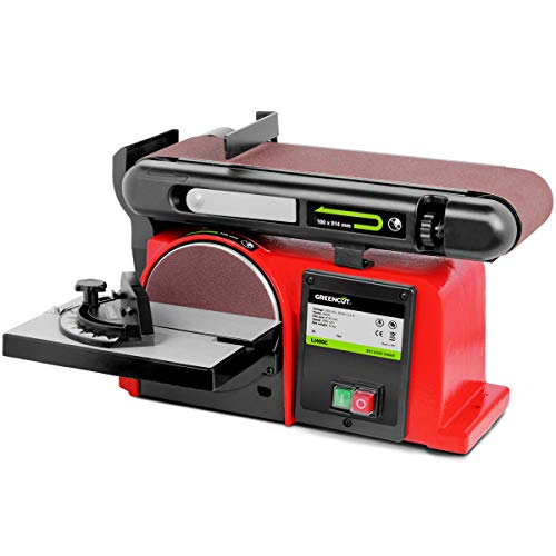 Lijadora de banda parkside opiniones 1 GREENCUT LJ400C - Lijadora eléctrica de banda y disco 400W 240V, velocidad 2980rpm, inclinación cinta 90º, mesa 45º, herramienta pulidora inclinable para bricolaje