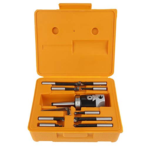 Mandrino fresadora 1 Juego de barras de mandrinar con cabezal de perforación F1 -12, accesorios de fresadora con cabezal de mandrinar F1-12 de 50 mm con 9 piezas de barras de mandrinar de eje de 12 mm, 3 llaves y 1 caja d