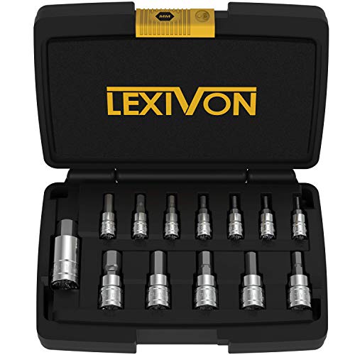 Llaves allen whitworth 1 LEXIVON Juego de llaves de vaso hexagonales, acero de aleación S2 de primera calidad | Juego de 13 piezas métricas de 2mm - 14mm | Estuche mejorado (LX-141)