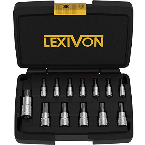 Llaves torx bmw 1 LEXIVON Juego de llaves de vaso Torx acero de aleación S2 de primera calidad | Juego de 13 piezas T8 - T60 | Estuche mejorado (LX-143)