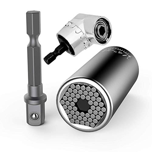 Llave de carraca recargable parkside 1 Llave de zócalo Llave universal Llave de zócalo universal Herramientas manuales multifunción 7-19 mm con destornillador de ángulo de 105° Herramientas de reparación del adaptador de accesorios