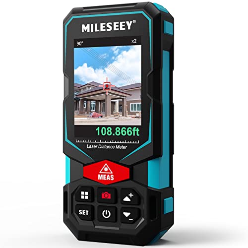Puntero laser medidor de distancia 1 Medidor láser, MiLESEEY medidor de Distancia láser 100M, Telémetro Láser Recargable con cámara de Puntero, tecnología P2P, medición de Largo Alcance al Aire Libre (versión de aplicación)