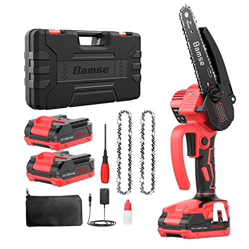 Motosierra eléctrica parkside 1 Mini Motosierra Bateria 6 Pulgadas, Bamse Motosierra Eléctrica Brushless con 2 Baterías 2.0Ah, 2 Cadenas, 10m/s Velocidad Cadena Motosierra Inalámbrica para Ramas, Rboles, Patio, Hogar, Jardín