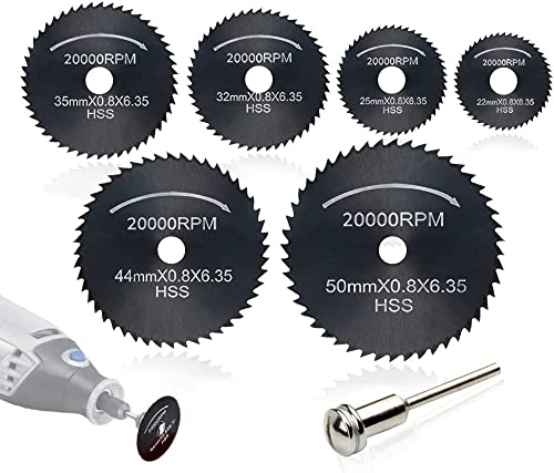 Parkside accesorios dremel 1 Pack De 6 Discos De Corte De Sierra Con Acople Compatible Con Dremel, Parkside, Proxxon - Disco De Corte Para Taladro - Disco De Sierra Para Radial Con Cabezales - Discos Multiherramienta
