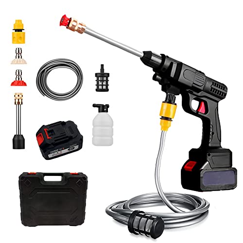 Parkside limpiadora portatil a presion 12 v 1 Pistola de Alta Presión Portátil Batería 15000mAh autonomía 45 min, Set de Pistola Lavadora Inalámbrica 25V MAX 430 PSI, Sin Cables, Recargable con Accesorios para Limpiar Coche, Jardín y Terraza