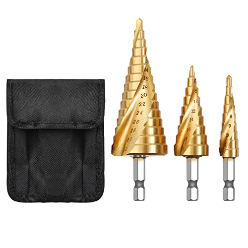 Brocas escalonadas lidl 1 Rovtop 3 Piezas Brocas Hss Drill Bits - Brocas Escalonadas Brocas de Acero HSS Brocas Cortas High Speed Steel, 3 Piezas de 4-12/20 / 32 mm