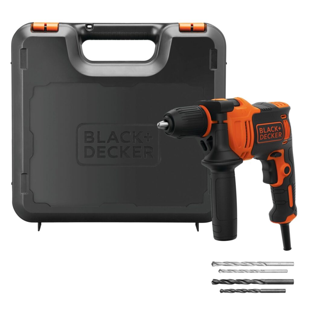 Leroy merlin brocas 1 Taladro percutor con cable black+ decker beh710k de 710w + 4 brocas y maletín