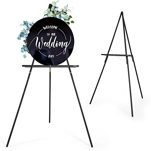 Mejor caballete 1 VISWIN 160 cm Caballete de exhibición de trípode de Madera para Cartel de Boda, póster, Caballete de Artista con Marco en A con Bandeja para Pintar, Lienzo, Caballete Plegable - Negro