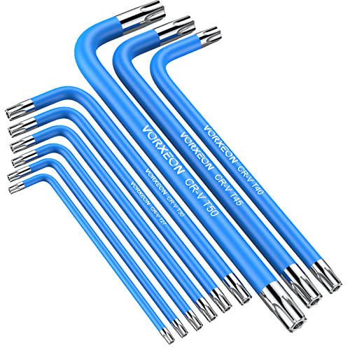 Llaves allen con agujero en medio 1 VORXEON 9 piezas Juego de Llaves Torx T10, T15, T20, T25, T27, T30, T40, T45, T50, llaves Torx largas métricas con codificación visible, con clip de almacenamiento para motocicleta, muebles