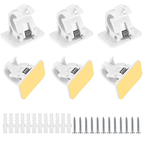 Como hacer un agujero en la pared sin taladro 1 WELHAEPI 6 Piezas Soporte de Barra de Cortina Autoadhesivo, Soportes de Ganchos para Cortinas, Soporte de Barra de Fijación Sin Taladrar, Soporte de Pared de Poste de Cortina Barra de Cortina