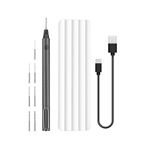 Mini taladro eléctrico 1 Wowstick Mini Taladro Inalámbrico, Taladro Portátil Recargable USB, Taladro Eléctrico Multifunción con 8 Accesorios, Carga de 40 Minutos, Ideal para Plástico, Madera, DIY